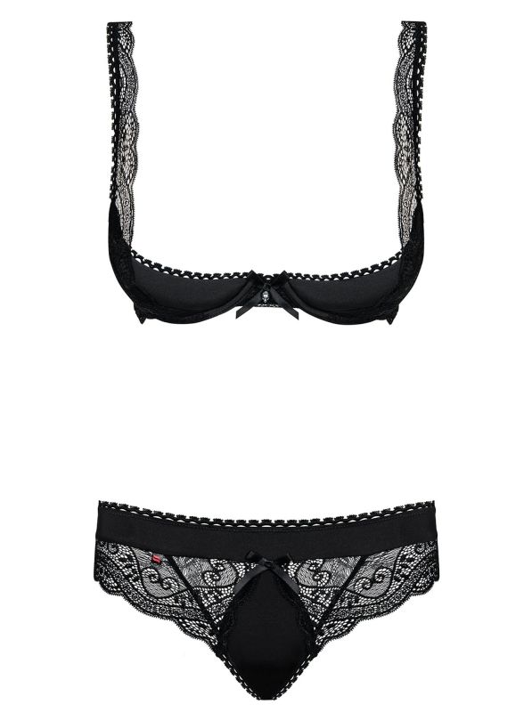 Комплект Obsessive MIAMOR SET S/M з відкритими грудьми, чорний вид 6