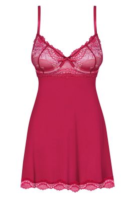 Пеньюар Obsessive з мереживом на ліфі та з трусиками в комплекті, , бордовий, S/M