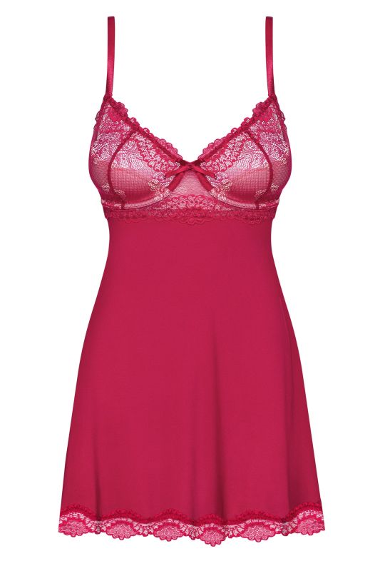 Пеньюар Obsessive с кружевом на лифе и с трусиками в комплекте, , бордовый, S/M вид 5