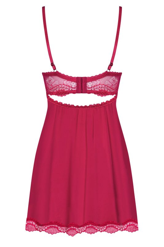 Пеньюар Obsessive с кружевом на лифе и с трусиками в комплекте, , бордовый, S/M вид 6