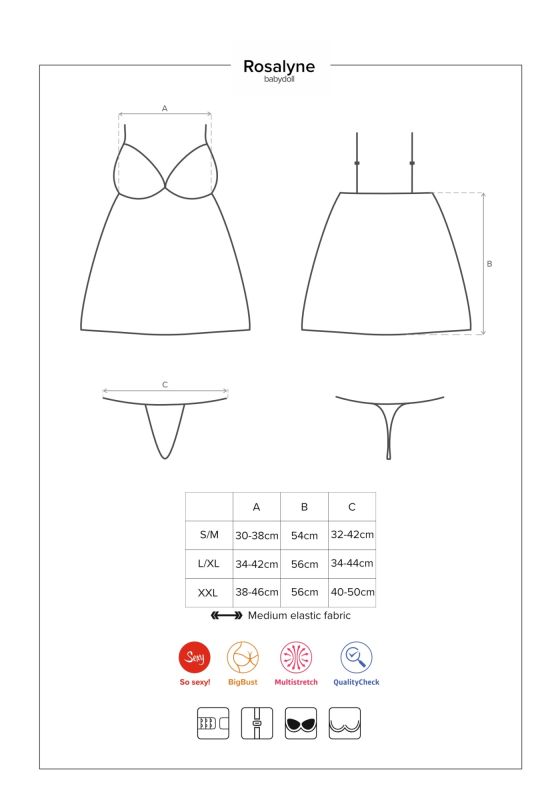 Пеньюар Obsessive з мереживом на ліфі та з трусиками в комплекті, , бордовий, S/M вид 7