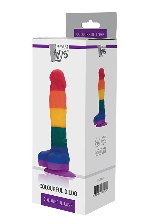 Райдужний фалоімітатор на присосці Dream toys Colourful Love Rainbow Dildo, 20 см х 3.8 см вид 3