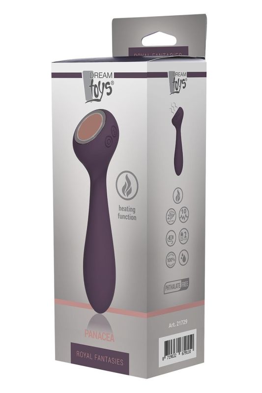 Вібромасажер двосторонній з функцією нагріву Dream toys Royal Fantasies Panacea фіолетовий вид 2