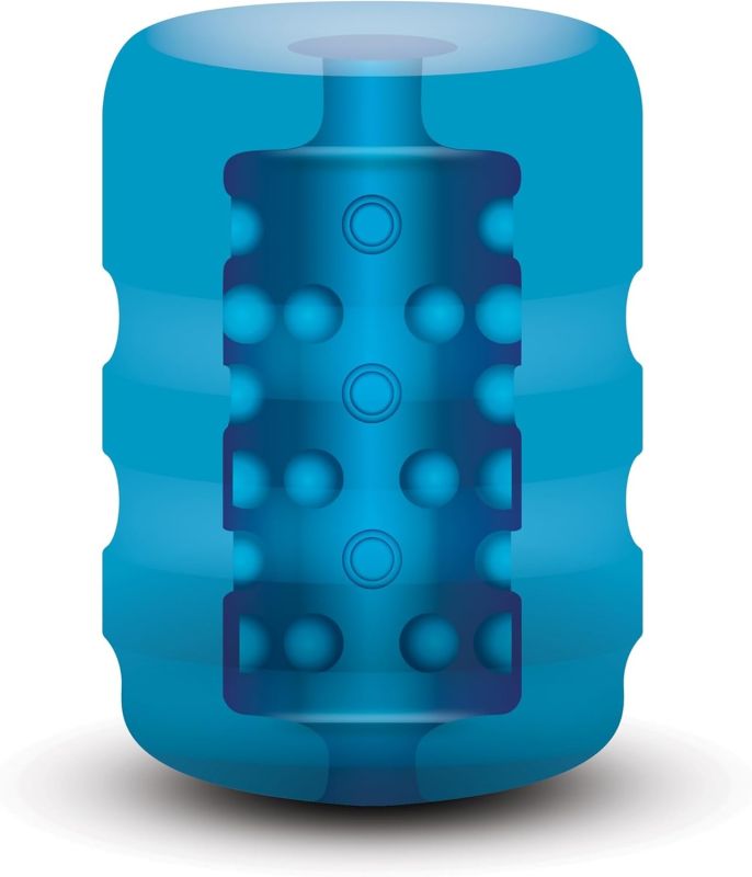 Мастурбатор 2 в 1 рельєфний Zolo Backdoor Pocket Stroke для орального сексу, блакитний вид 3