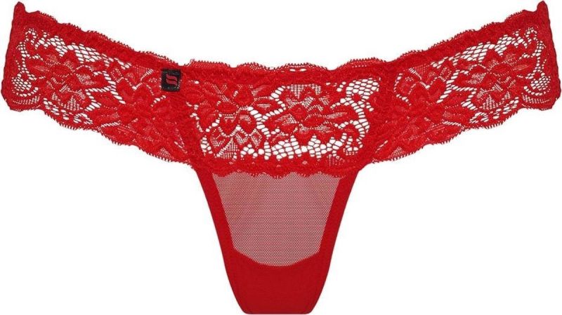 Стринги мереживні Obsessive 863-THO-3 червоні, L/XL вид 6