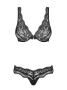 Комплект мереживний Obsessive Luvae чорний, S/M