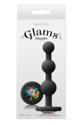Анальная пробка с кристаллом GLAMS RIPPLE RAINBOW GEM BLACK