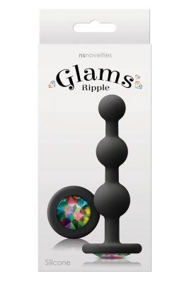Анальна пробка з кристалом GLAMS RIPPLE RAINBOW Gem BLACK