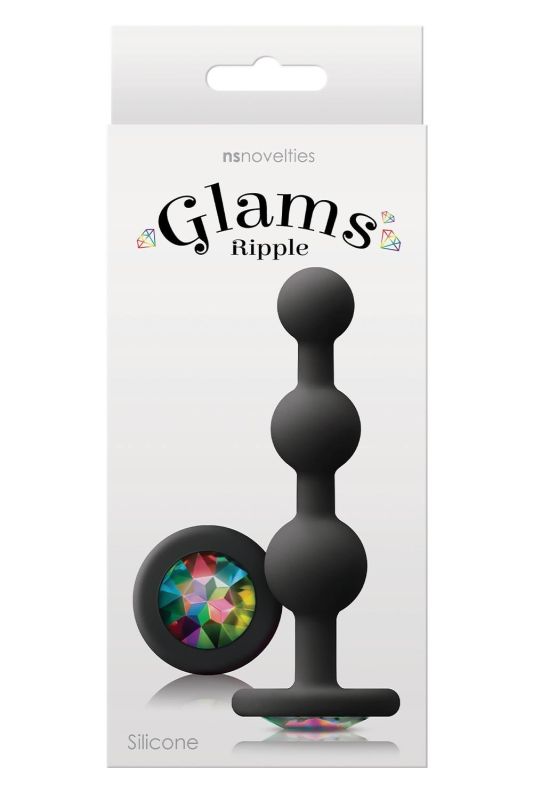 Анальна пробка з кристалом GLAMS RIPPLE RAINBOW Gem BLACK вид 2