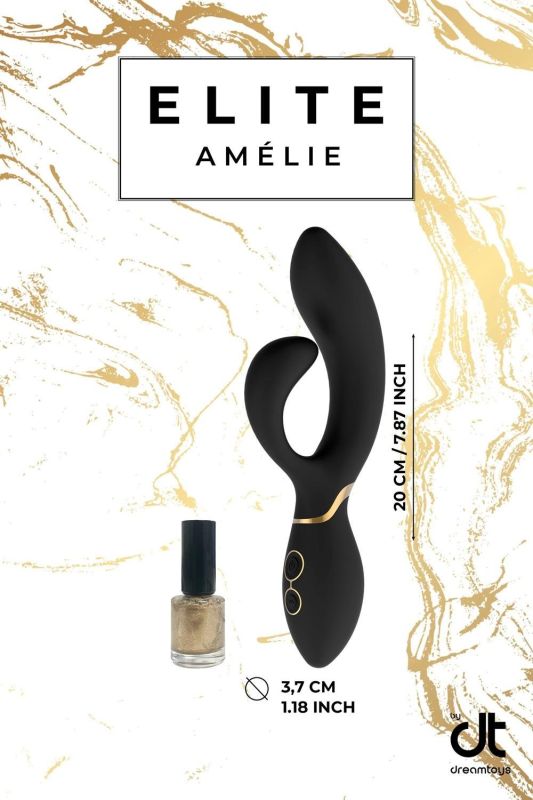 Вибромассажер кролик Dream Toys ELITE AMELIE черный вид 9