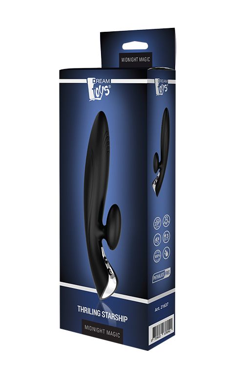 Вібромасажер кролик Dream toys Midnight Magic Thrilling, чорний вид 3