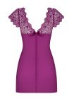Сорочка с кружевными рукавами и стринги Obsessive Moketta фиолетовый, L/XL вид 5