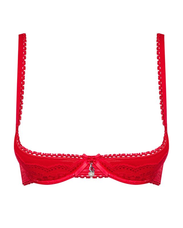 Бюстгальтер з відкритими філіжанками Obsessive Lovica, червоний, S/M вид 4