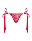 Стринги кружевные Obsessive Lovlea с атласными завязками, красный, L/XL вид 6