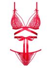 Комплект мереживний Obsessive Lovlea зі стрічками, червоний, L/XL вид 6