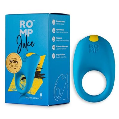 Перезаряжаемое вибрационное эрекционное кольцо Romp Juke синее