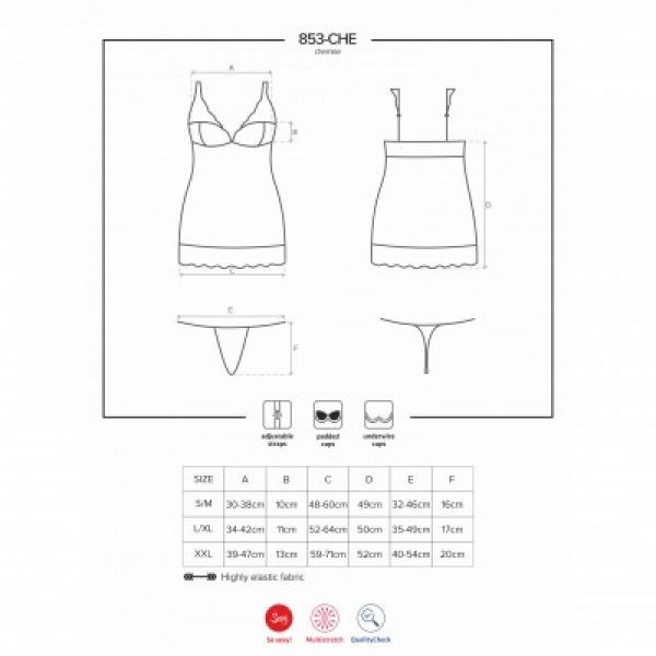 Боди Obsessive 853-CHE-3 chemise thong red S/M вид 3