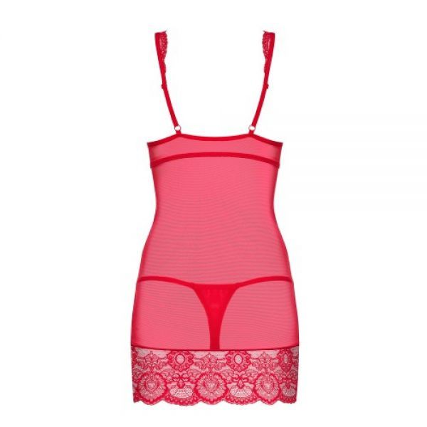 Боди Obsessive 853-CHE-3 chemise thong red S/M вид 4