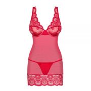 Боди Obsessive 853-CHE-3 chemise thong red S/M
