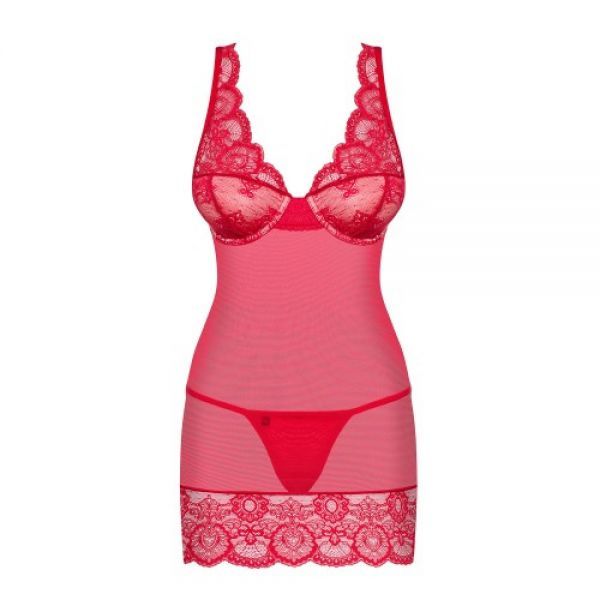 Боди Obsessive 853-CHE-3 chemise thong red S/M вид 5