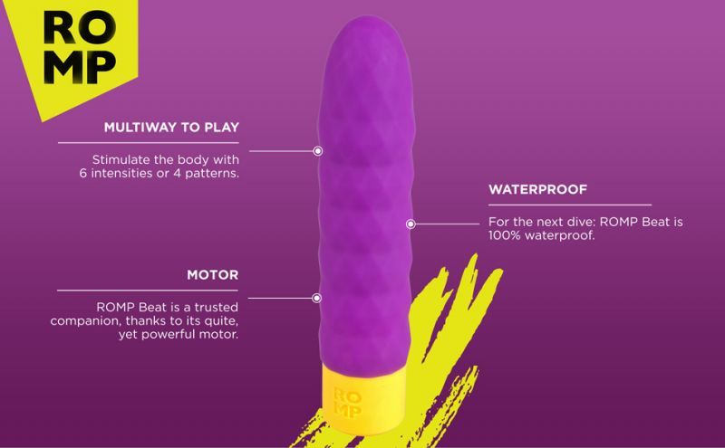 Класичний рельєфний вібратор Romp Beat фіолетовий вид 10