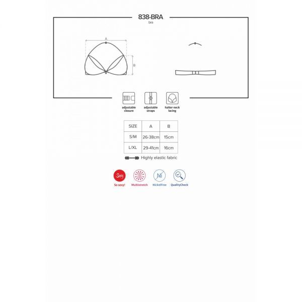 Бюстгальтер Obsessive 838-bra-3 bra red S/M вид 4