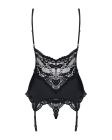 Корсет Obsessive 810-COR-1 с кружевом и пажами для чулок, черный, S/M вид 5
