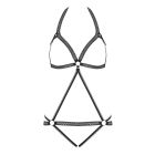 Боди контурное Obsessive Darkie из ажурных лент с металлическими кольцами, черный, L/XL вид 4