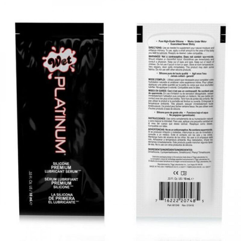 ПРОБНИК/Лубрикант на силіконній основі WET Platinum Premium 10 мл вид 3