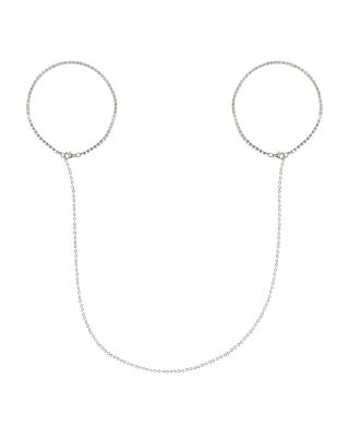 Наручники з ланцюжка прикрашені камінням Obsessive Bijoux 907, ​​сріблясті