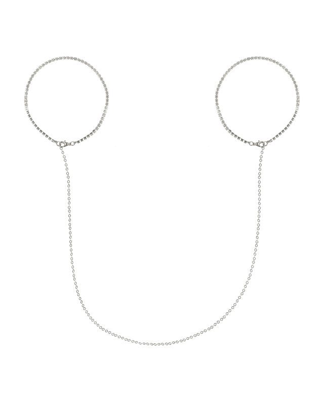 Наручники з ланцюжка прикрашені камінням Obsessive Bijoux 907, ​​сріблясті вид 4