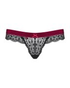 Стринги ажурные Obsessive Rossita, черный/бордовый, S/M