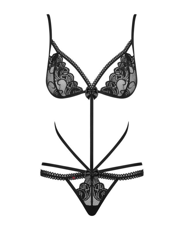 Боді мереживне зі стрепами Obsessive Wonderia чорний, S/M вид 4
