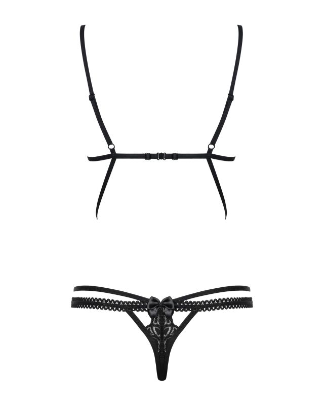 Боді мереживне зі стрепами Obsessive Wonderia чорний, S/M вид 5