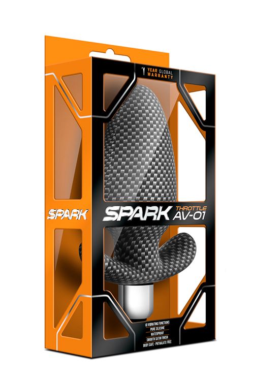 Анальная пробка с вибрацией 3 в 1 BLUSH SPARK THROTTLE AV-01 CARBON FIBER вид 3