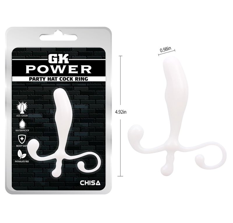 Стимулятор простаты Chisa GK Power Party с анатомическим рельефом, белый вид 2