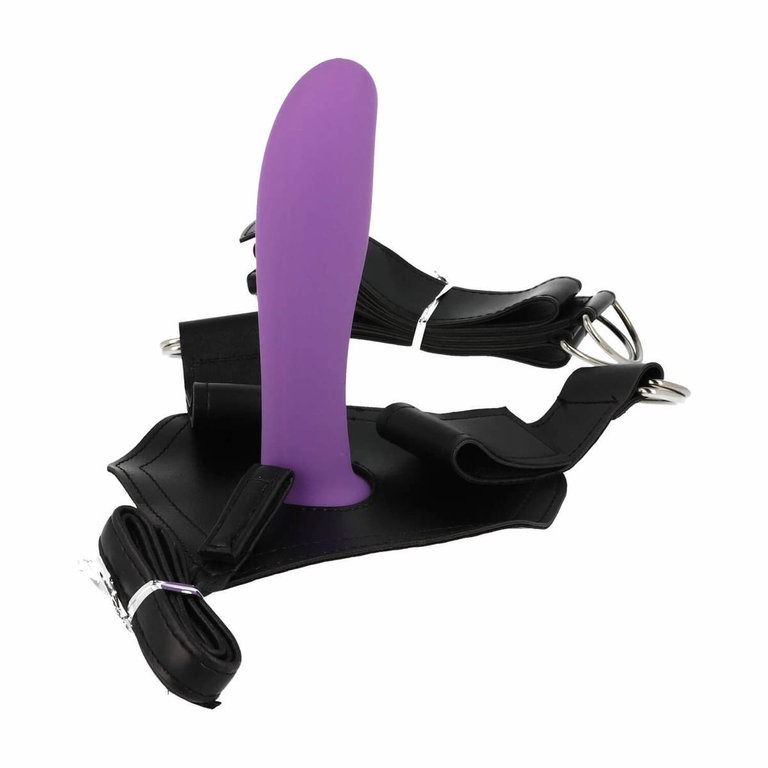 Страпон силіконовий Chisa R.G.B. Amor на трусиках зі штучної шкіри, фіолетовий вид 3