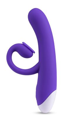 Двойной вибратор с технологией пульсации воздуха Blush Oh Bunny, фиолетовый, 19.6 х 3.1 см