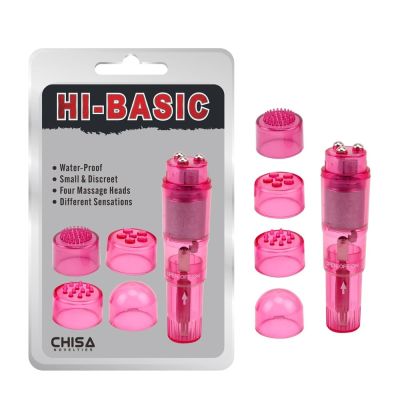 Вибратор клиторальный с насадками Chisa Hi-Basic, розовый