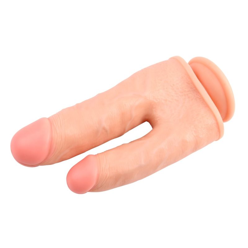 Фаллоимитатор двойной с мошонкой Chisa Ballsy Super Cock Bromeo # 02 на присоске, телесный вид 4