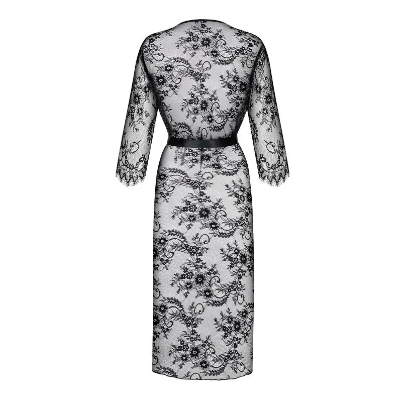 Пеньюар Obsessive Lashy напівпрозорий мереживний, чорний, S/M вид 6