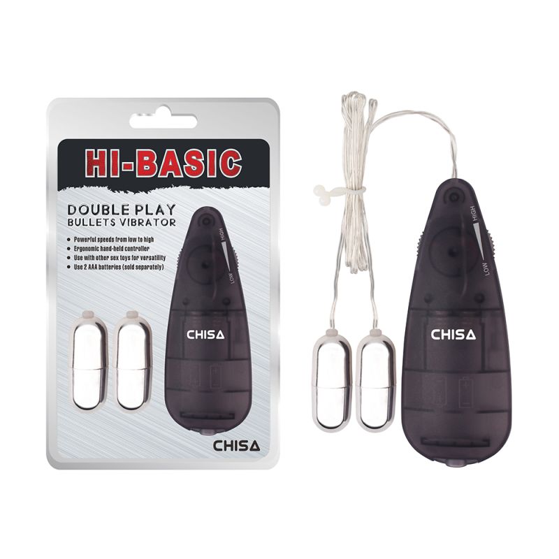 Вібропулі сріблясті Chisa Hi-Basic Double Play Bullets Vibrator з чорним пультом управління вид 2