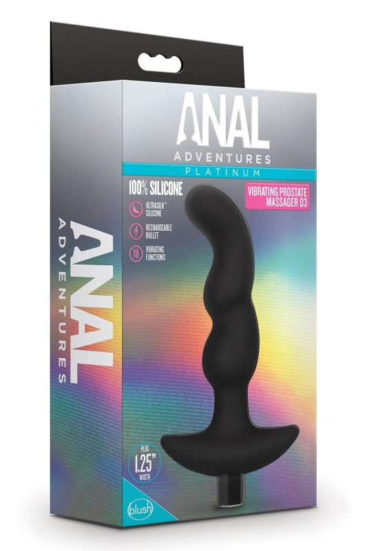 Масажер простати звивистий з вібрацією Blush Anal Adventures чорний вид 7