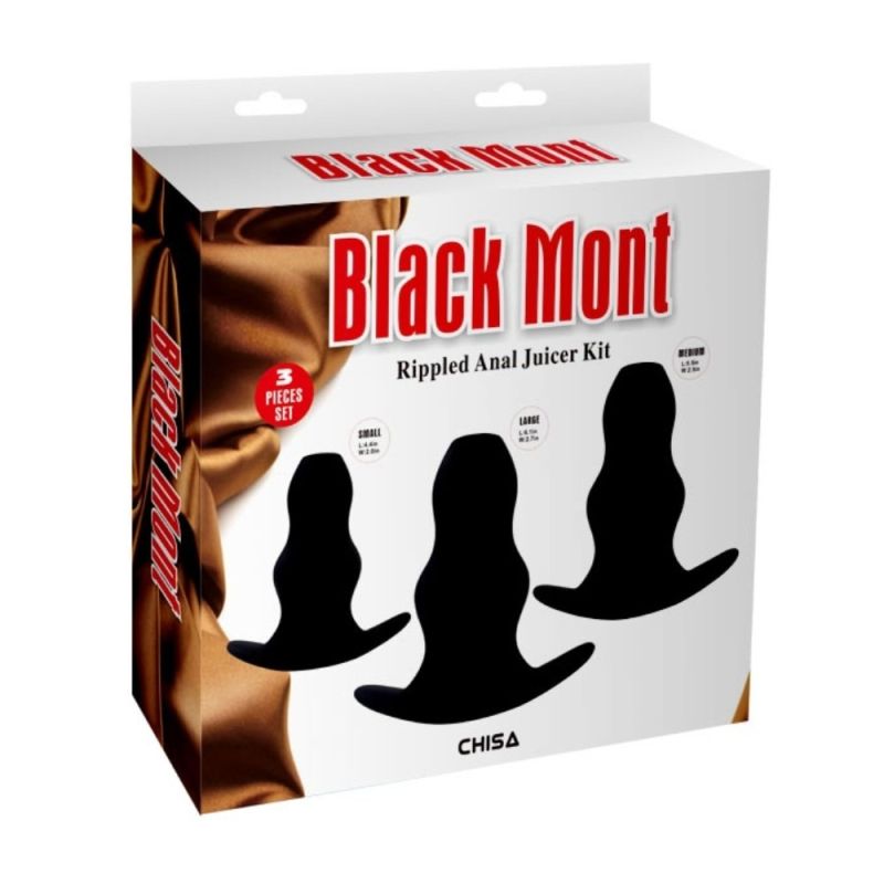 Набір анальних тунелів Chisa Black Mont Rippled Anal Juicer Kit, чорний вид 6