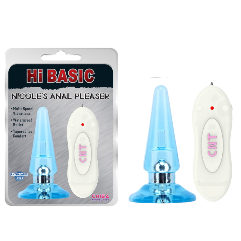 Анальна пробка з вібрацією і пультом Chisa Hi-Basic NICOLE'S блакитна вид 2