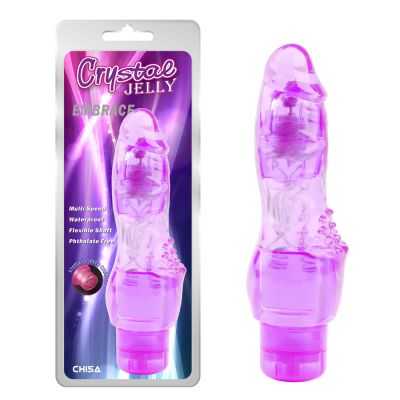 Вібратор Chisa Crystal Jelly Embrace з рельєфом в зоні клітора для додаткової стимуляції, фіолетовий