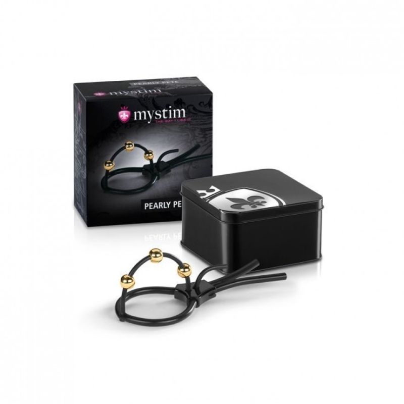 Лассо на пенис для электростимуляции Mystim Pearly Pete, черный вид 5