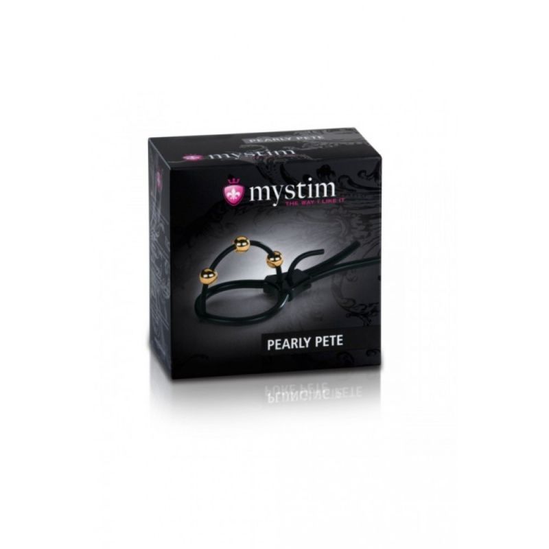 Лассо на пенис для электростимуляции Mystim Pearly Pete, черный вид 6