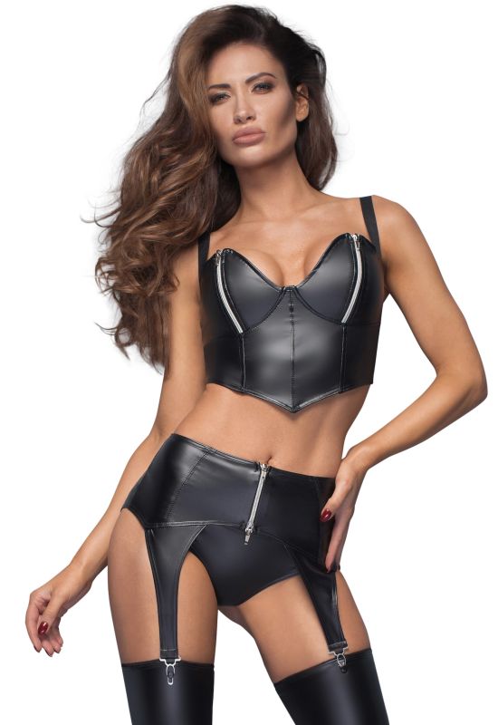 Пояс для панчохів вініловий F166 Noir Handmade, чорний, S вид 2