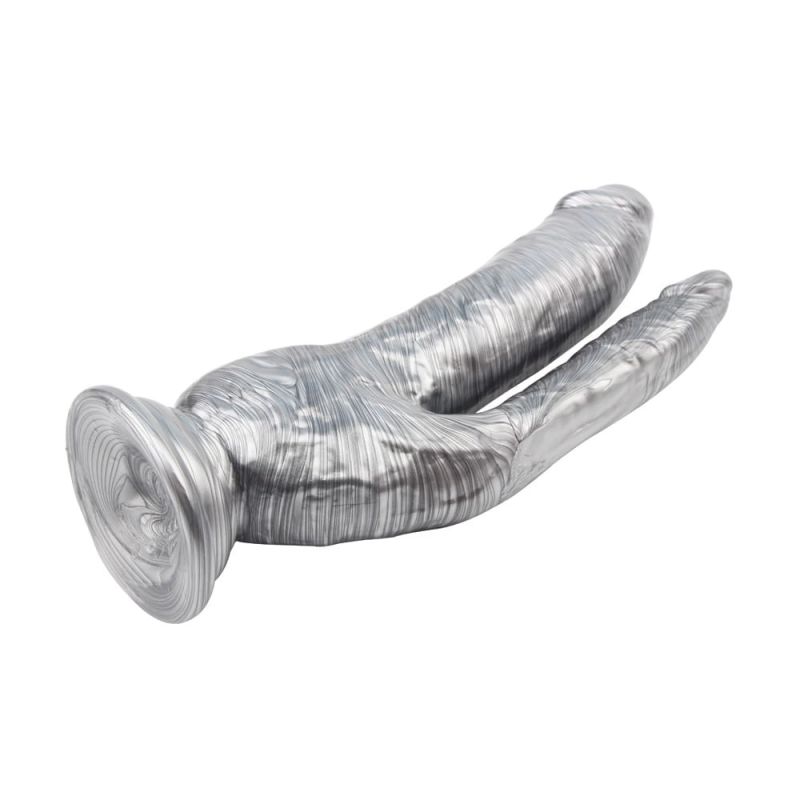 Подвійний фалоімітатор на присосці Chisa Dark Muscle Ivana Havesex, срібло вид 5